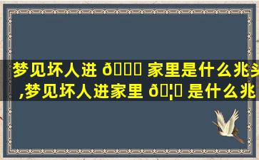 梦见坏人进 🐟 家里是什么兆头,梦见坏人进家里 🦟 是什么兆头周公解梦